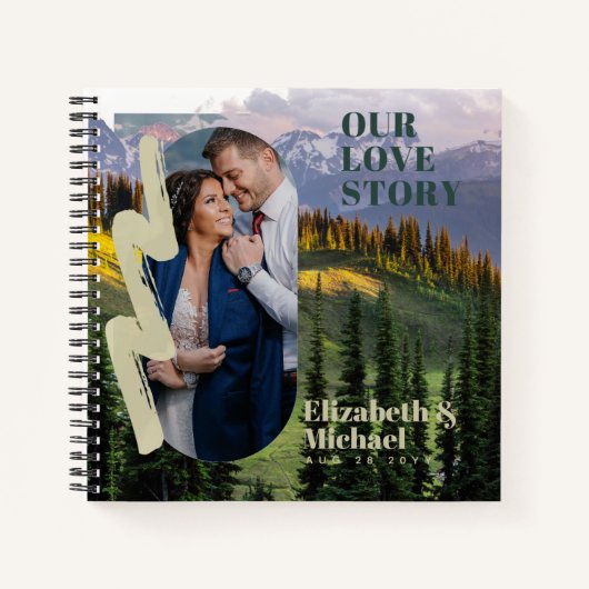 新婚へのフォトギフト愛の物語カスタム ノートブック (正面)