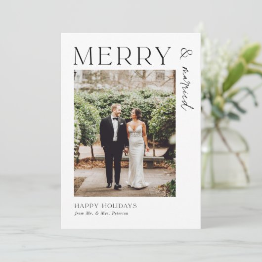 新婚ほやほやのホリデーシーズンに幸せいっぱいのMr＆Mrsホリデー シーズンカード (スタンド正面)