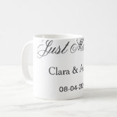 新婚ほやほや カップル名 日付 年 結婚式シンプル コーヒーマグカップ (正面左)