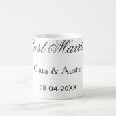 新婚ほやほや カップル名 日付 年 結婚式シンプル コーヒーマグカップ (中央)