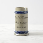新婚ほやほや カップル名 日付 年 結婚式シンプル ビールジョッキ (中央)