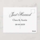 新婚ほやほや カップル名 日付 年 結婚式 シンプル ポストカード (裏面)