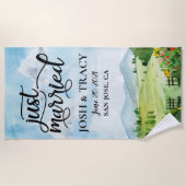 新婚ほやほや、Mr. and Mrs.、新夫婦、ハネムーン ビーチタオル (正面)