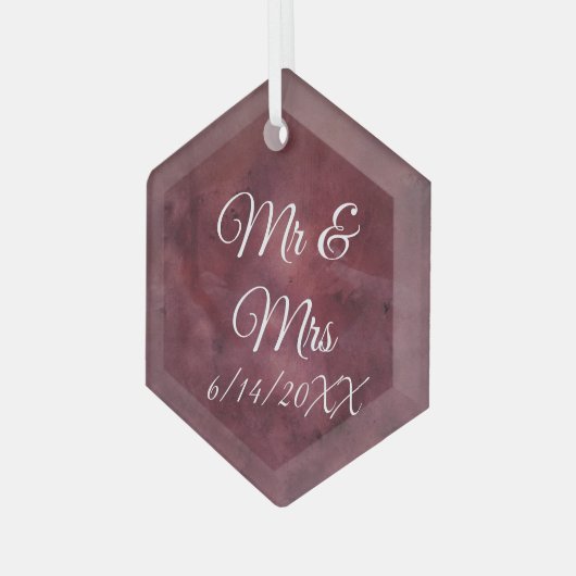 新婚または結婚式の贈り物 ガラスオーナメント (正面左)