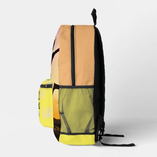 新婚イエロー&ブラックモノグラムモダンハネムーン プリントバックパック (右)