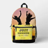 新婚イエロー&ブラックモノグラムモダンハネムーン プリントバックパック (正面)