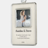 新婚エレガントモダン結婚者の写真 シルバープレートフレームオーナメント (左)