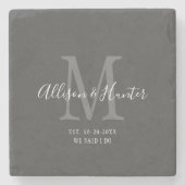 新婚エレガント者がモノグラム名Grayを設立 ストーンコースター (正面)