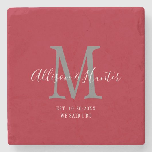 新婚エレガント者がモノグラム名Redを制定 ストーンコースター (正面)