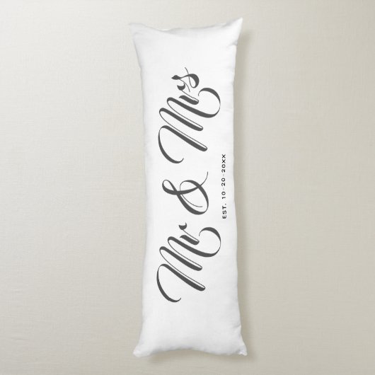 新婚エレガント者のホワイト・グレーの脚本 ボディピロー (裏面 (縦))