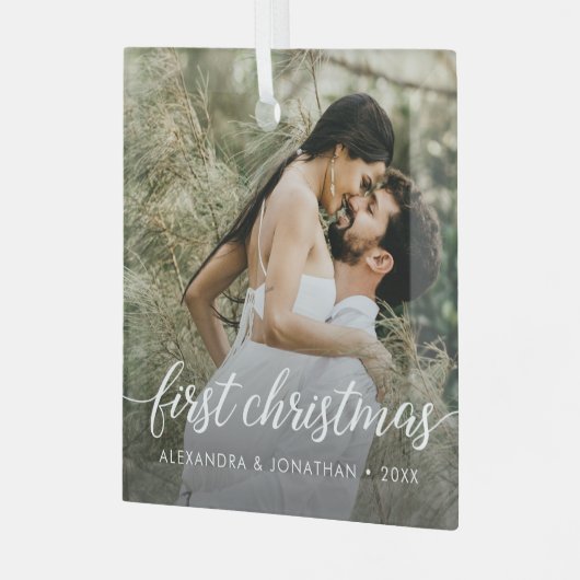 新婚カスタム写真初めてのクリスマス結婚した ガラスオーナメント (正面左)