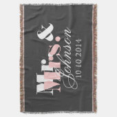 新婚カップルのための可愛いミスターとミセス・スロー毛布 スローブランケット (正面縦)