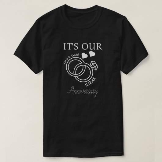 新婚カップルのための結婚記念日ギフト Tシャツ (デザイン正面)