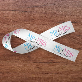 新婚カップルのギフト結婚ラップ白 サテンリボン