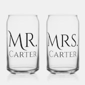 新婚カップルのマッチング ウェディンググラス Mr & Mrs ガラス缶 (正面)