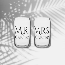 新婚カップルのマッチング ウェディンググラス Mr & Mrs ガラス缶