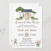 新婚カップルの家をテーマにした結婚前お披露目招待状 招待状 (正面/裏面)