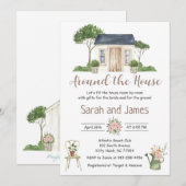 新婚カップルの家をテーマにした結婚前のお祝いの招待状 招待状 (正面/裏面)