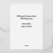 新婚カップルカスタムの写真初めてのクリスマス 箔シーズンカード (裏面)