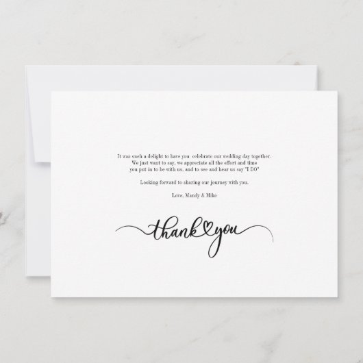 新婚カップルモダン写真ありがとう ノートカード (裏面)