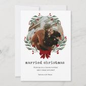 新婚カップル写真のクリスマス結婚した シーズンカード (正面)