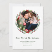 新婚カップル写真初のクリスマス結婚した シーズンカード (正面)