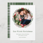 新婚カップル写真初のクリスマス結婚した シーズンカード (正面/裏面)