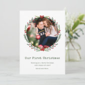 新婚カップル写真初のクリスマス結婚した シーズンカード (スタンド正面)