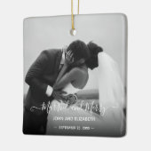 新婚カップル第2写真ミセスシンプルー セラミックオーナメント (左)