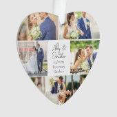 新婚カップル結婚のコラージュのハート型 オーナメント (正面)