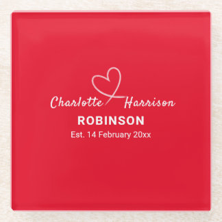 新婚カップル結婚ズの日パーソナライズされた付 ガラスコースター