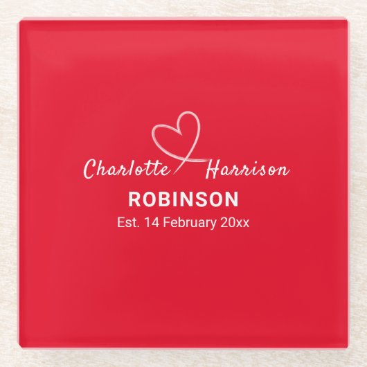 新婚カップル結婚ズの日パーソナライズされた付 ガラスコースター (正面)