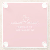 新婚カップル結婚ズの日パーソナライズされた付 ガラスコースター (裏面)