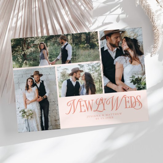 新婚カップル+バラエティ豊かな写真の結婚式 案内状