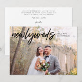 新婚カップル B 横 1 枚 結婚式の披露宴 招待状 (正面/裏面)