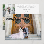 新婚カップル B 横 3 枚 写真 結婚式 披露宴 招待状 (正面/裏面)