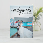 新婚カップル B 3 写真 & タイポグラフィー 結婚式の披露宴 招待状 (スタンド正面)