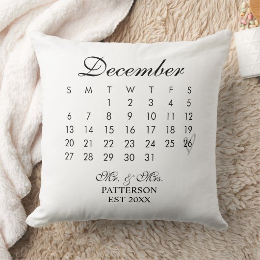 新婚カレンダー 結婚日 クッション (ブランケット)