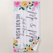 新婚ギフト、カップルのギフト、Mr.ミセス・カスタム ビーチタオル (正面)