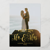 新婚クリスマスの暖かい願い写真 箔シーズンカード (正面)