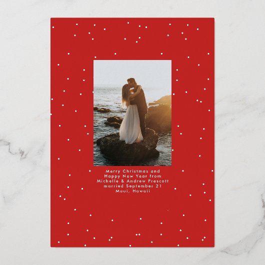 新婚クリスマスの暖かい願い写真 箔シーズンカード (裏面)