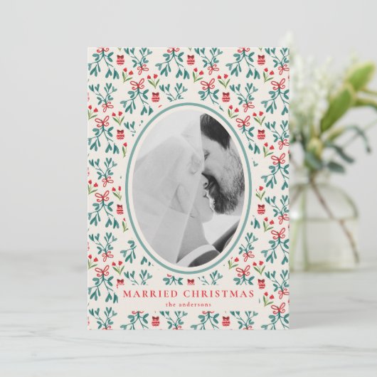 新婚クリスマスカードグランドミレニアルパターン 招待状 (スタンド正面)