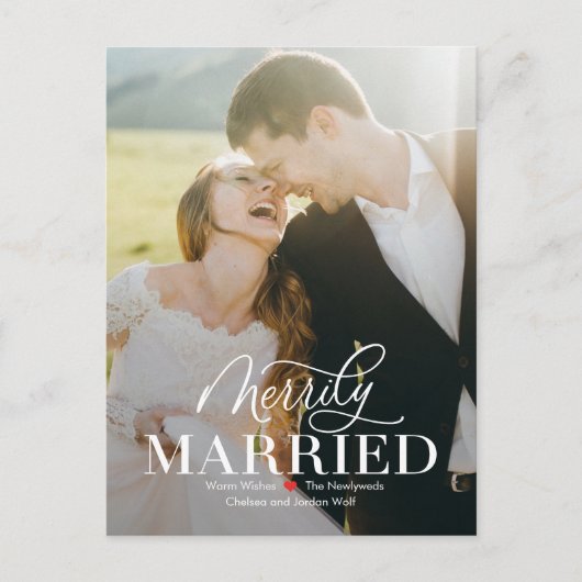 新婚クリスマスカード メリー結婚式 新婚最初のクリスマスカード シーズンポストカード (正面)