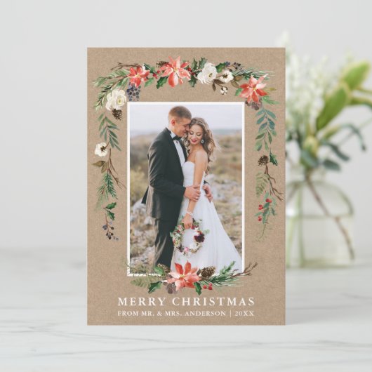 新婚クリスマスクラフト水の色の冬フローラ シーズンカード (スタンド正面)