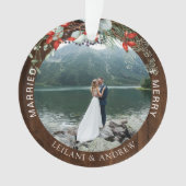 新婚クリスマスフォトウォーターカラーホリーウッド オーナメント (正面)