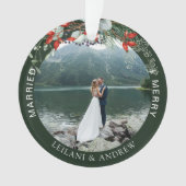 新婚クリスマスフォトウォーターカラーホリーグリーン オーナメント (正面)