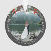 新婚クリスマスフォトウォーターカラーホリーグレー オーナメント (正面)