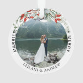 新婚クリスマスフォトウォーターカラーホリー オーナメント (裏面)
