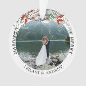 新婚クリスマスフォトウォーターカラーホリー オーナメント (正面)
