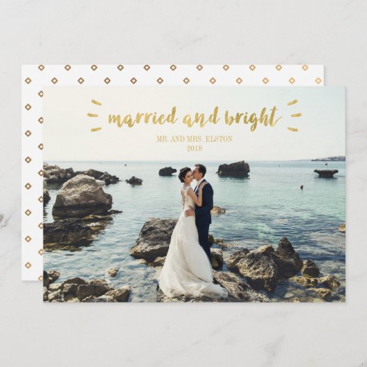 新婚クリスマス写真カード 結婚 ホリデー シーズンカード (正面/裏面)